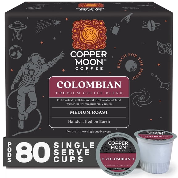 Copper Moon Single Serve Coffee Pods For Keurig K-Cup Brewers, Medium Roast, Colombian Blend, 80 Count