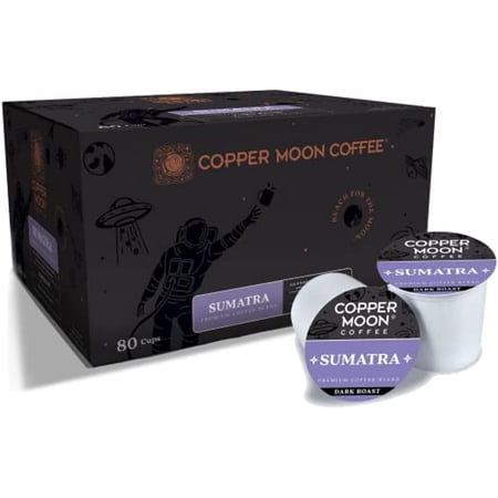 Copper Moon Single Serve Coffee Pods For Keurig K Cup Brewers, Sumatra Blend, Dark Roast Coffee, 80 Count