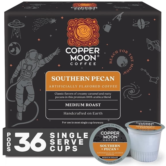 Copper Moon Single Serve Coffee Pods for Keurig K-Cup Brewers, Medium Roast, Southern Pecan Blend, 36 Count