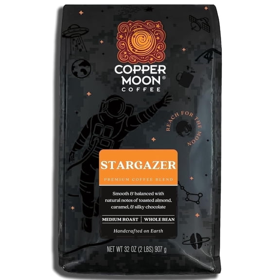 Copper Moon Whole Bean Coffee, Medium Roast, Stargazer Blend, 2 lb Bag