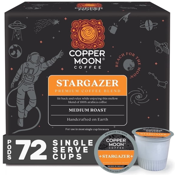Copper Moon Single Serve Coffee Pods for Keurig K-Cup Brewers, Medium Roast, Stargazer Blend, 72 Count