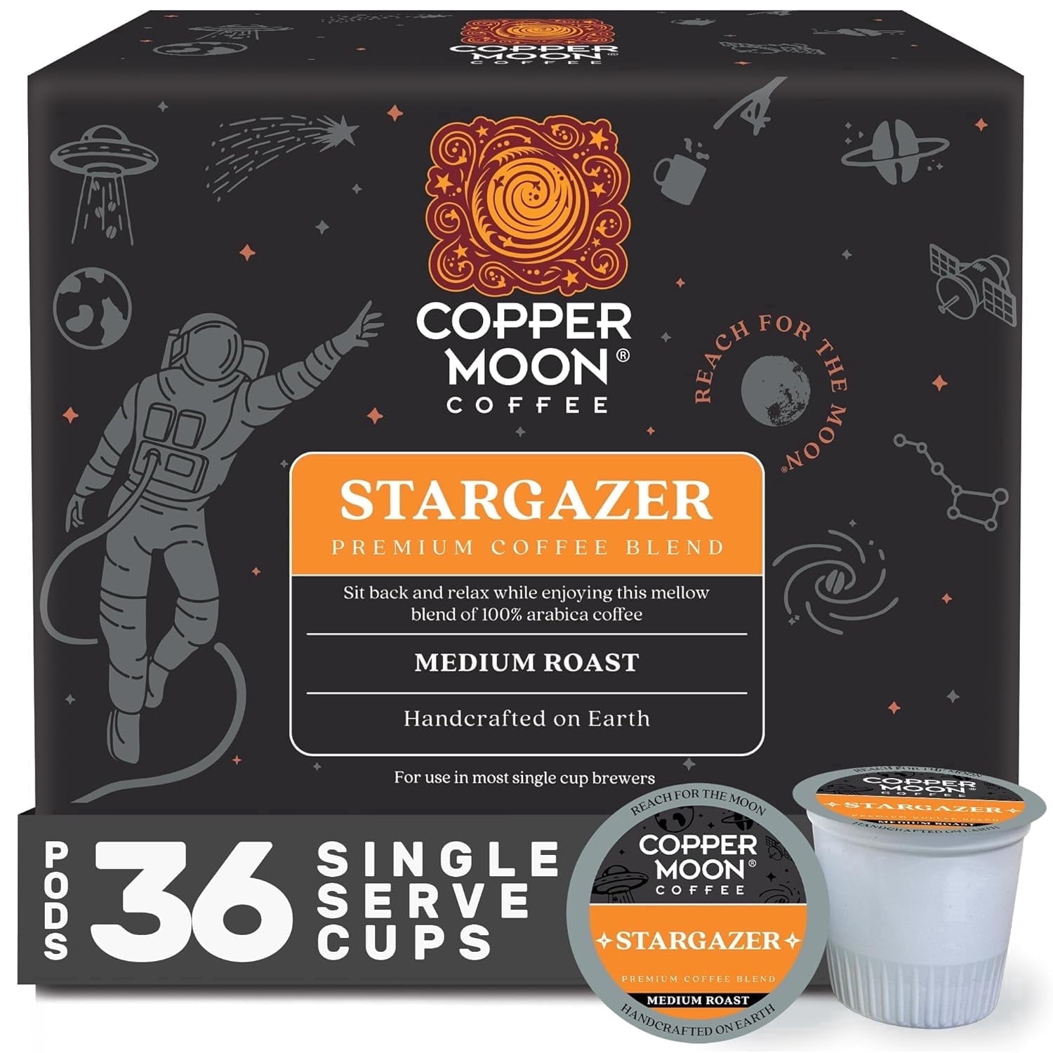 Copper Moon Single Serve Coffee Pods for Keurig K-Cup Brewers, Medium Roast, Stargazer, 36 Count