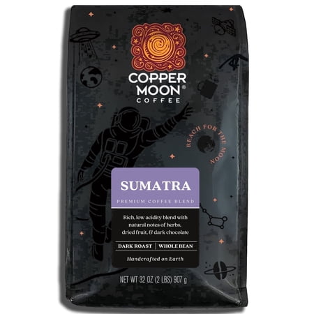 Copper Moon Whole Bean Coffee, Dark Roast, Sumatra Blend, 2 lb Bag