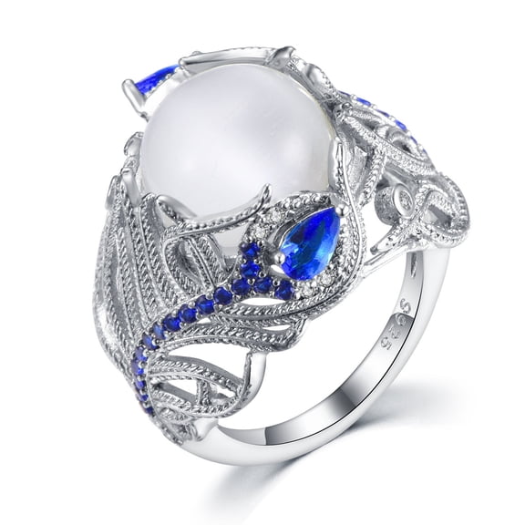 Copper Moonstone Opal Flower Ring Elegant Floral Design Durable Metal Setting for Daily Ring Copper Ring Moonstone Ring