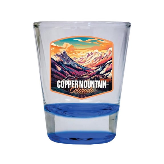 Copper Mountains Colorado Design A Souvenir 2 oz Round Shot Glass Blue
