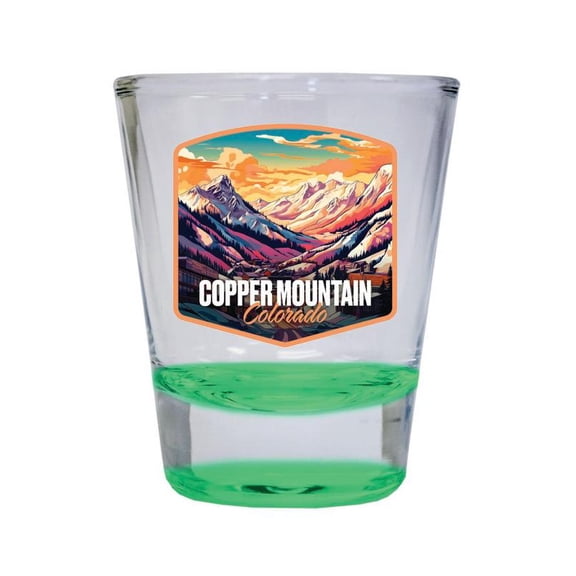 Copper Mountains Colorado Design A Souvenir 2 oz Round Shot Glass Green