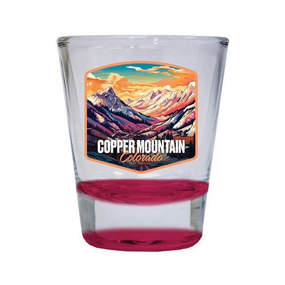 Copper Mountains Colorado Design A Souvenir 2 oz Round Shot Glass Red