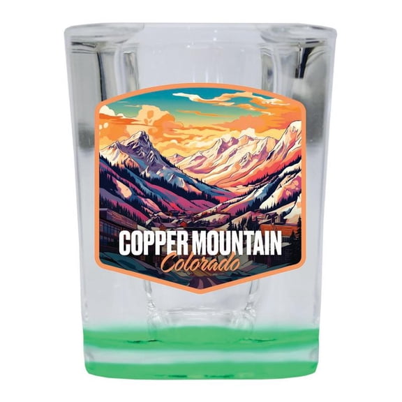 Copper Mountains Colorado Design A Souvenir 2 oz Square Shot Glass Green