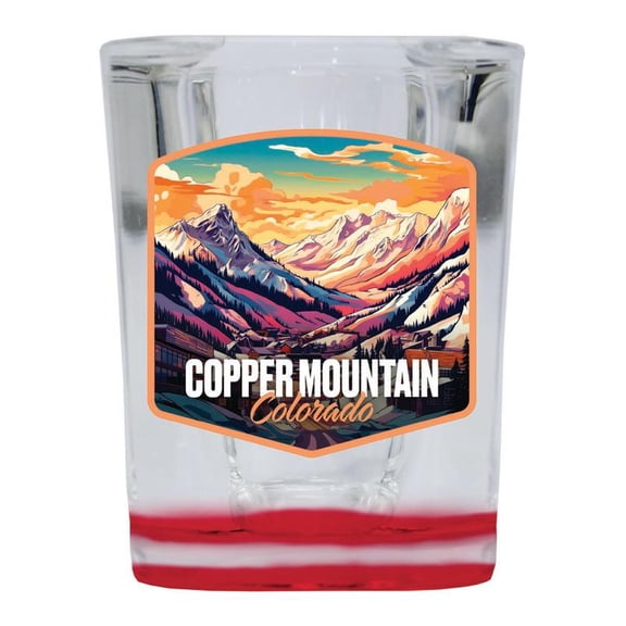 Copper Mountains Colorado Design A Souvenir 2 oz Square Shot Glass Red