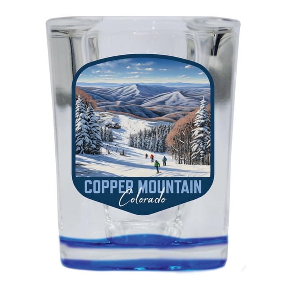 Copper Mountains Colorado Design B Souvenir 2 oz Square Shot Glass Blue