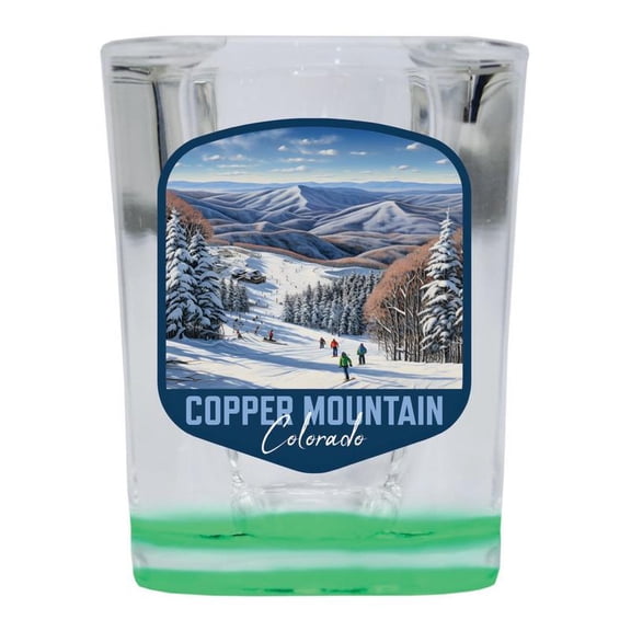 Copper Mountains Colorado Design B Souvenir 2 oz Square Shot Glass Green