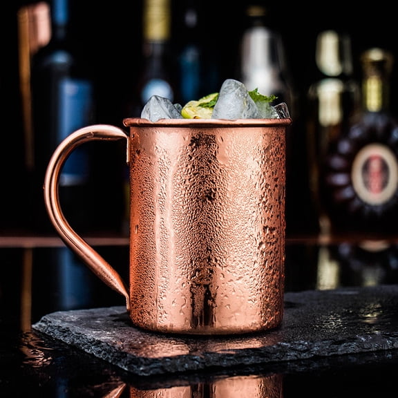 Copper Mug, Xshuai Durable 450ml Copper Cup, Rolled Edge Straight Body Cocktail Coffee Beer Drinking Vessel