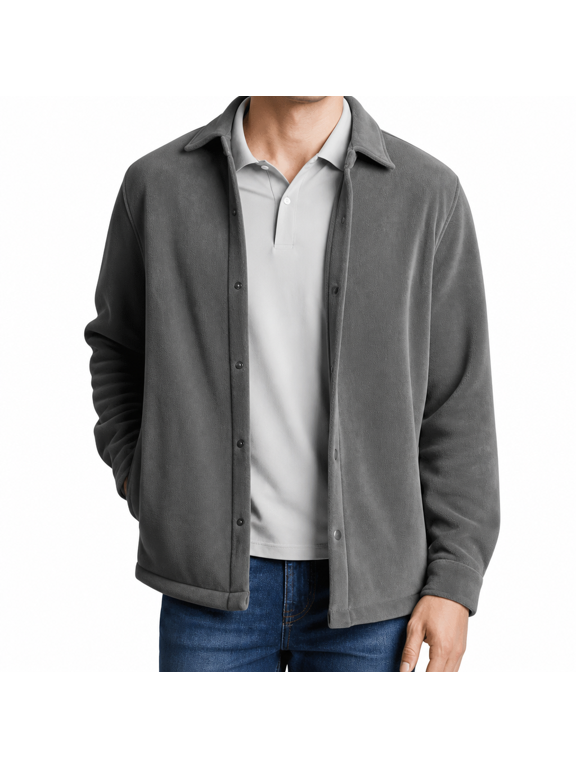 Men's Comfort Stretch Shirt Jacket, Gray, Large
