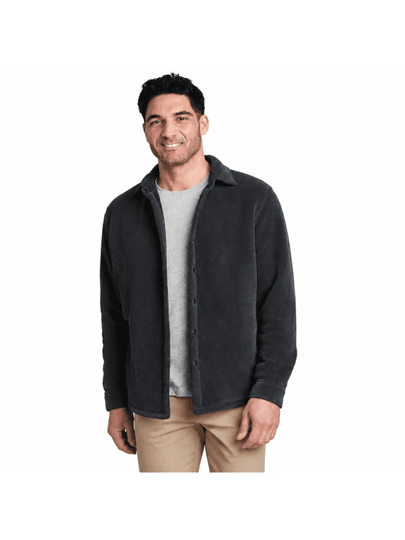 Men's Comfort Stretch Shirt Jacket, Gray, Medium