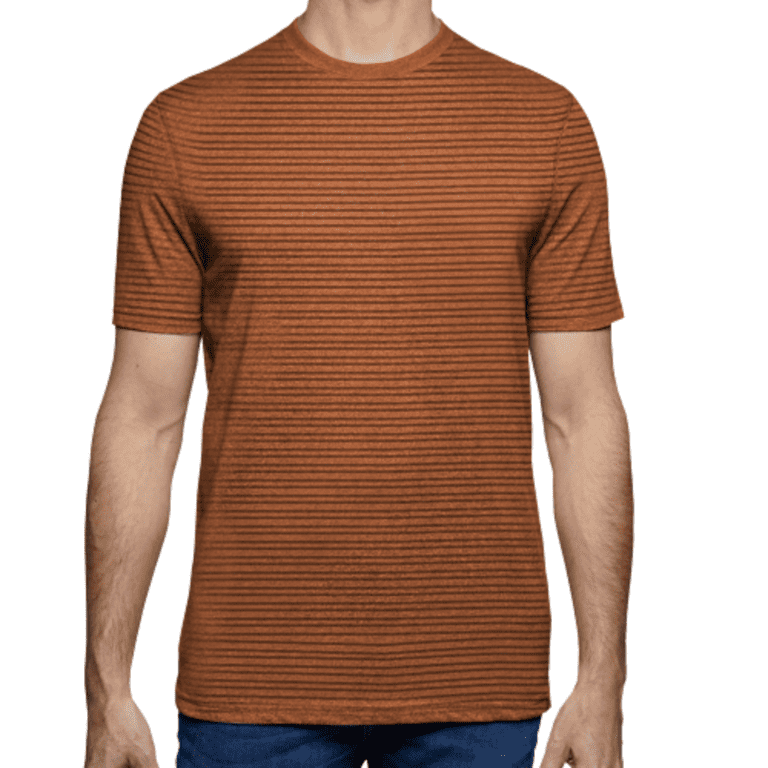 Copper & Oak Men's Short Sleeve Crew Neck Striped Cotton Shirt (Fire  Stripe, M)