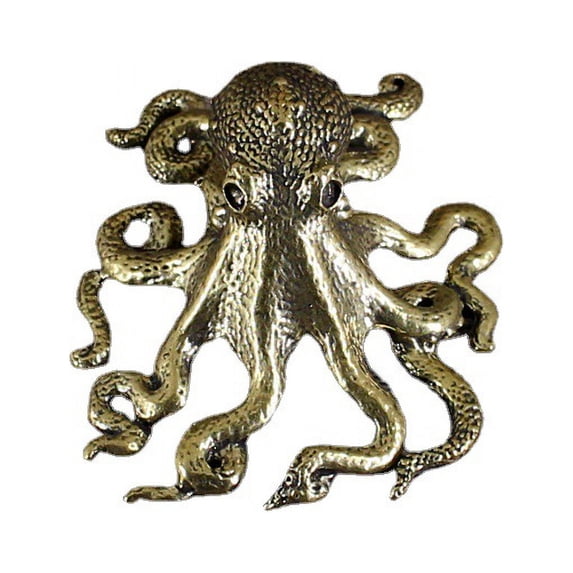 Small Copper Octopus Figurine Decorative Tabletop Sculpture for Office Desk, Home Decor, Nautical Craft
