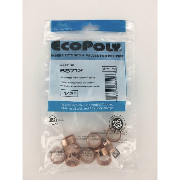 Copper PEX Crimp Ring 1/2" 10 Pack