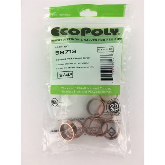 Copper PEX Crimp Ring 3/4" 10 Pack