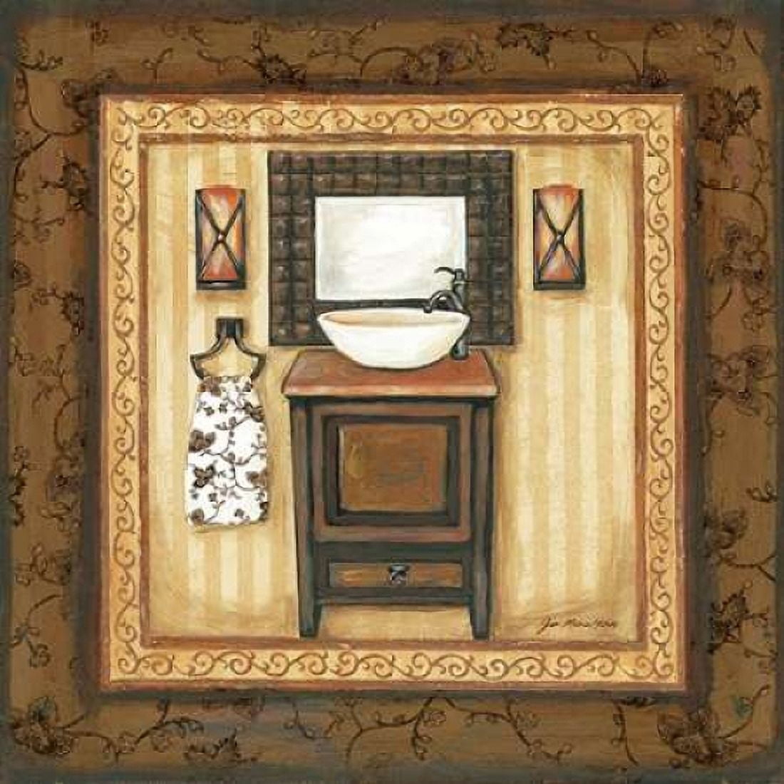 Copper Paisley Bath II Canvas Art - Jo Moulton (24 x 24)