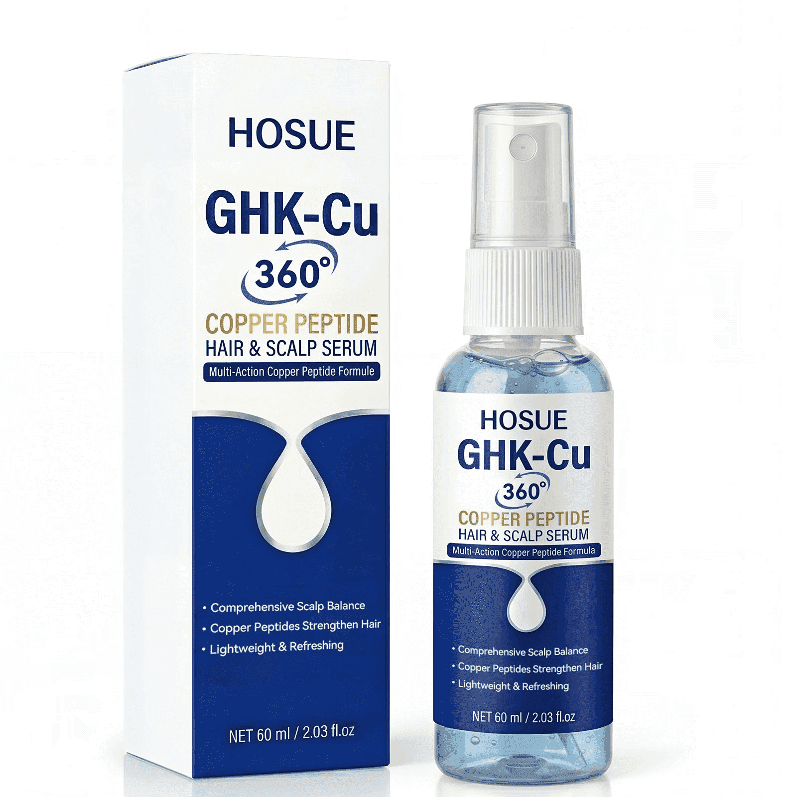 Copper Peptide Hair & Scalp Serum Daily Hydrating Formula with Blue Copper Peptide Refreshing, Non-Sticky – 60ml