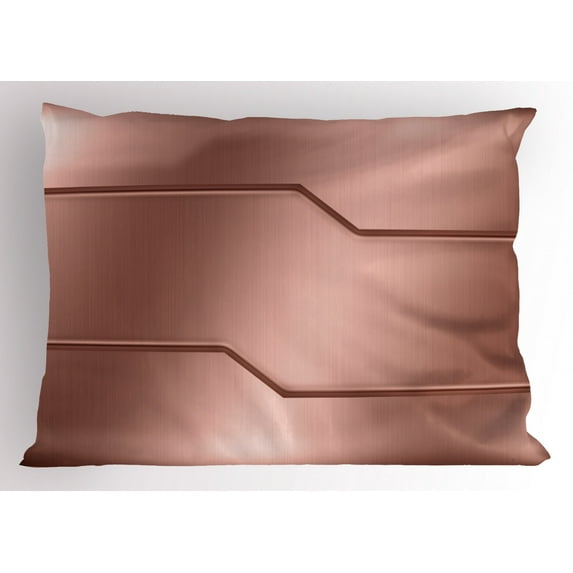 Copper Pillow Sham Realistic Look Plate Bar Image Technology Inspired with Steel Surface Industry Print, Decorative Standard Queen Size Printed Pillowcase, 30 X 20 Inches, Rose Gold, by Ambesonne