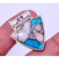thumbnail image 1 of Copper Pink Opal With Kingman Blue Turquoise 925 Sterling Silver Pendant 1.17" A331, Gemstone Jewelry, Birthday Gift, Beautiful Jewelry For Woman & Gi, 1 of 2