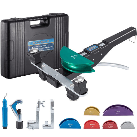 Copper Pipe Bender Kit 1/4-7/8 Inch, 7 Dies 6-22mm, 90 Degree Tubing Bender for Copper Aluminum Steel with Reverse Bend & Carrying Case