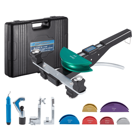 Copper Pipe Bender Kit 1/4-7/8 Inch, 7 Dies 90 Degree Bender for Copper & Aluminum Tubes, Reverse Bending Tool with Carrying Case