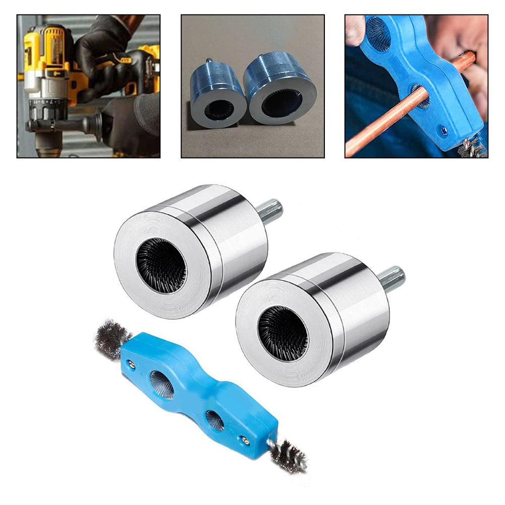 Copper Pipe Cleaner With 4In1 Battery Brush Dual Head For Drill 15+22Mm Plumbing Cleaning Metal Tube Battery Brush Accessories 22Mm Fangkenuo