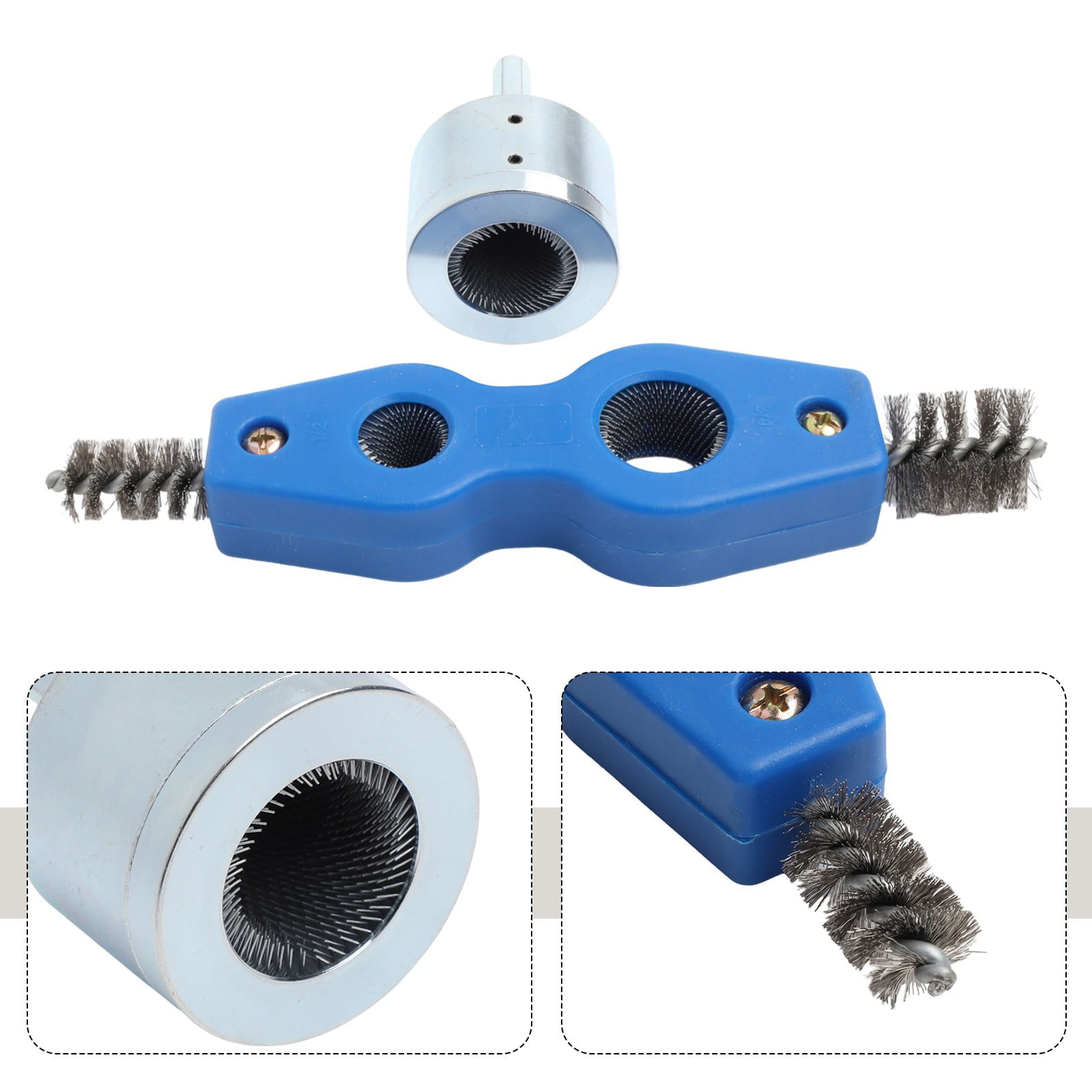 Copper Pipe Cleaner With 4In1 Battery Brush Dual Head For Drill 15+22Mm Plumbing Cleaning Metal Tube Battery Brush Accessories 22Mm