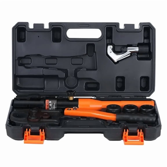 Copper Pipe Crimping Tool, Hydraulic Driven Press Tool with 1/2", 3/4", 1" Jaws, Copper Tube Fittings Pipe Crimpers for Narrow Spaces and Tee Fittings