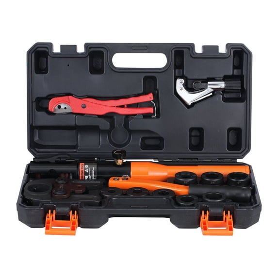 Copper Pipe Crimping Tool, Hydraulic Press Tool 1/2" 3/4" 1" for Copper & 3/8" 1/2" 5/8" F1807 Pex, Copper Ring Crimper, 360° Rotation