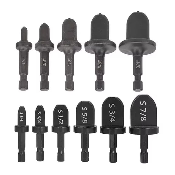 Copper Pipe Expander Set, Hex Shank Swaging Tool Carbon Steel Drill Bit Compatible Flaring Repair Hardware for Air Conditioning Maintenance 11 Pcs