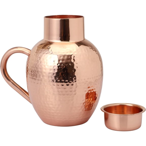 Copper Pitcher, 1L, Bronze, Handcrafted Hammered Design, Leakproof, 1PCS By Indian Handmade