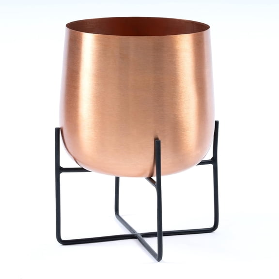 Copper Plant Pot with Stand - Metal