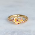 thumbnail image 1 of Copper Plated Gold Ring With Zircon Geometric Retro Style Size 6 7 8 Elegant Sparkle For Daily Wear Great Look, 1 of 3