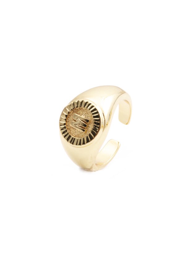 Copper Plated Real Gold English Letter Adjustable Index Finger Ring Fashion Jewelry Women Everyday Style Accessory