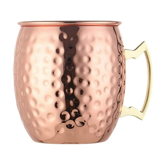 Copper Plated Stainless Steel Mug 18Oz for Moscow Mule Chilled Drinks, Hammered Design Tarnish-Resistant Copper Cup for Iced Beer Cocktails, Set in Gift Box, Cup * 1 Piece