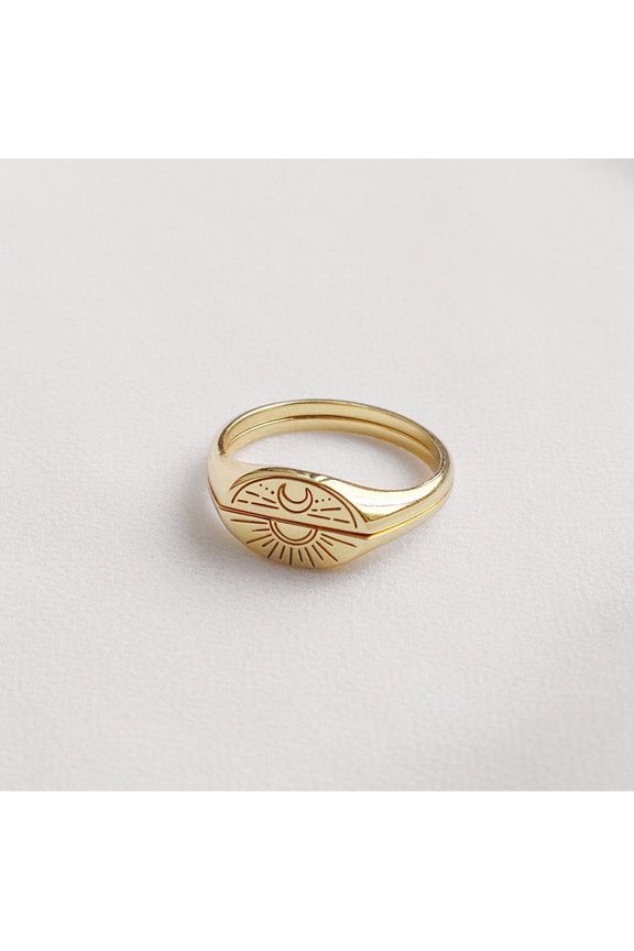Copper Plated Star Moon Ring Women Dainty Celestial Jewelry Gold Tone Size 6 7 8 Gift For Her Bright Accessories