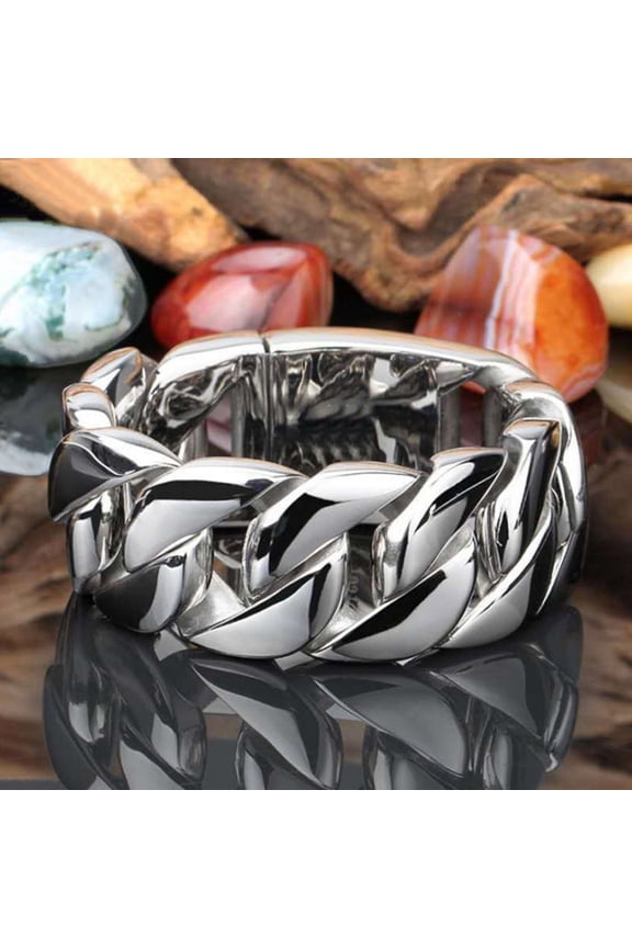 Copper Plated Two-Tone Chain Ring Men'S European And American Fashion Punk Jewelry