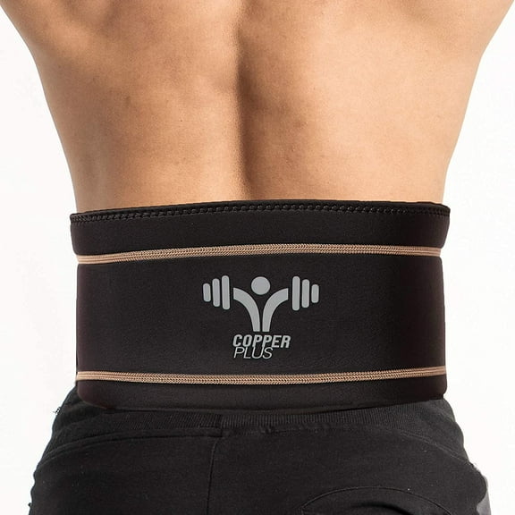 Copper Plus Gear Premium Fit Back Brace Lower Lumbar Support Belt. Adjustable for Men and Women (Large/XL (39"-50"))