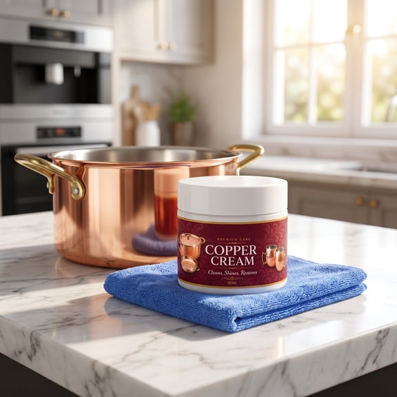 Copper Polish Paste, Metal Cleaning Compound Kit with Towel, Removes Tarnish Oxidation Dark Spots for Brass Cookware Jewelry Crafts Home, 1.76oz