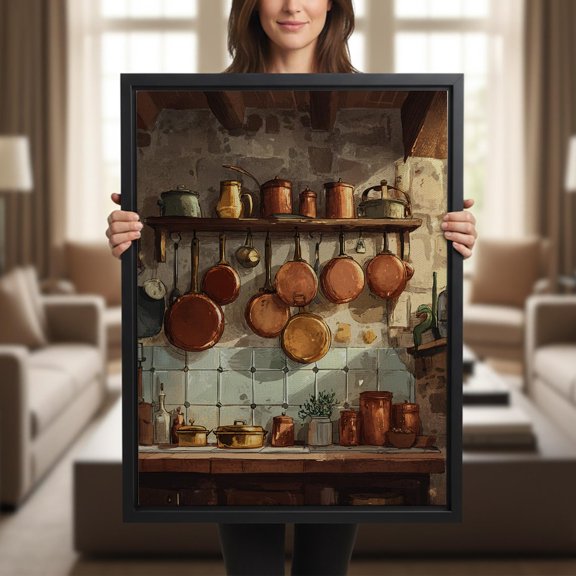 Copper Pots Kitchen Wall Art Print