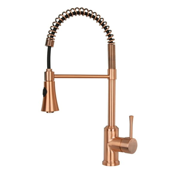 Copper Pre-Rinse Spring Kitchen Faucet, Single Level Solid Brass Kitchen Sink Faucets with Pull Down Sprayer