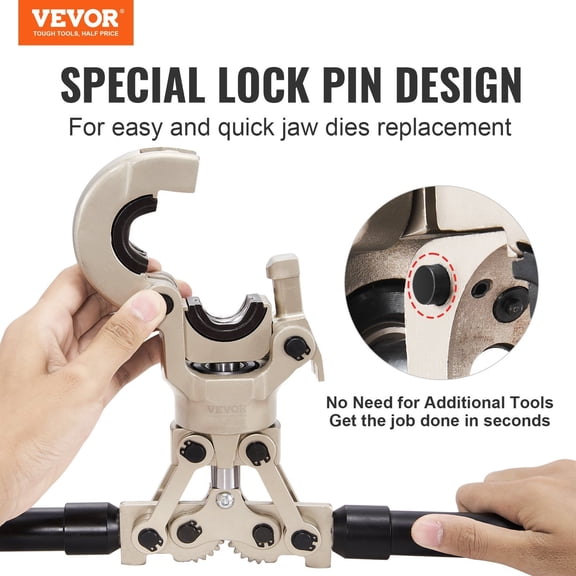 Copper Press Tool Tube Fittings Crimping Kit,Pro Press Crimper with 1/2",3/4",1"Quick Change Jaws,360 Rotatable Crimp Tool&Locking Pin,Extendable Handle,Meet ASTM B88&B75 Standard