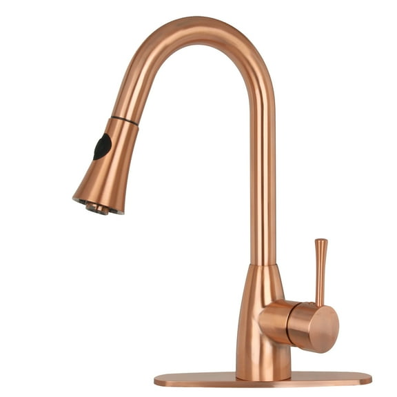 Copper Pull Out Kitchen Faucet, Single Level Solid Brass Kitchen Sink Faucets with Pull Down Sprayer