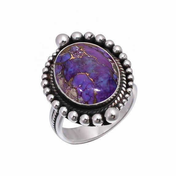 Copper Purple Turquoise 925 Sterling Silver Ring, Adjustable Ring, Silver Jewelry Ring, Purple Ring, Oval Ring, Dainty Ring, Handmade Ring, Gemstone R