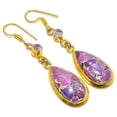 thumbnail image 1 of Copper Purple Turquoise - Arizona 18k Yellow Gold Plated Earring 2.42" E7624-481, Beautiful Jewelry For Woman, New Year Sale, Valentin's Day Gift, 1 of 1
