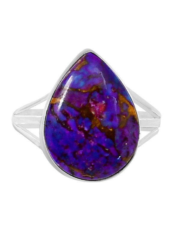 Copper Purple Turquoise - Arizona 925 Silver Plated Ring s.10 Jewelry WR99-10076