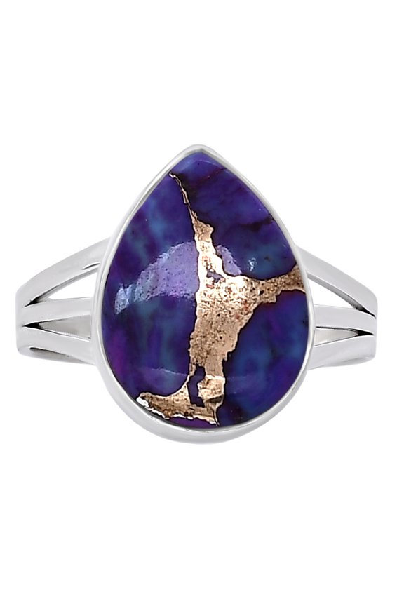 Copper Purple Turquoise - Arizona 925 Silver Plated Ring s.6 Jewelry WR31-10012